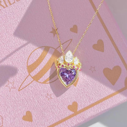 Rapunzel Crown Necklace - Kronhalsbandet med Violetta Hjärtat