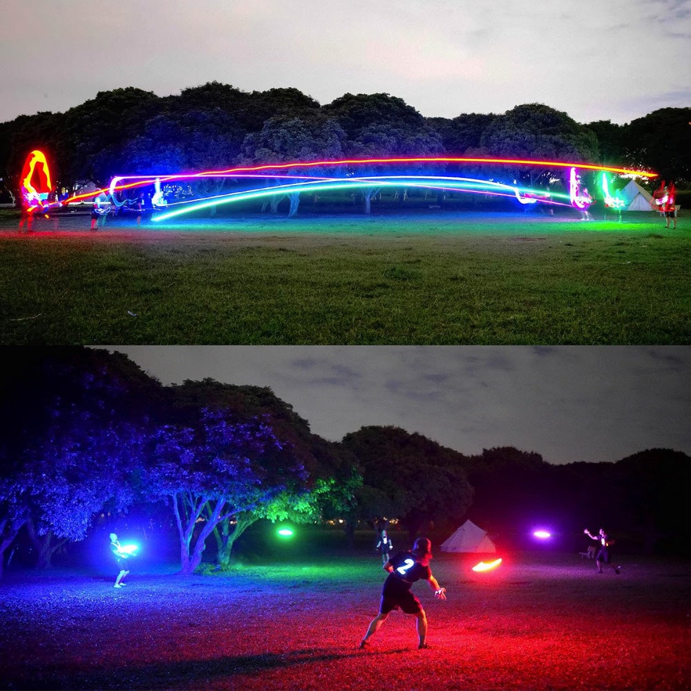 GlowFlight™ – Den lysende frisbee for morsomme spill i mørket!