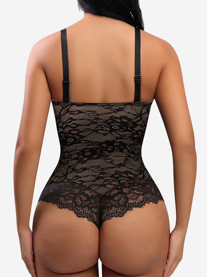 LaceLux™ Lace V Neck Full Bodysuit